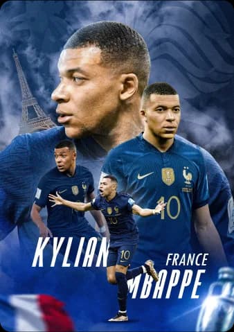 Poster Kylian Mbappé trong màu áo đội tuyển Pháp